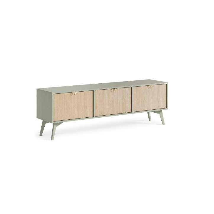 Ensemble meuble TV FOREST couleur Chevrons Scandi / Eucalyptus